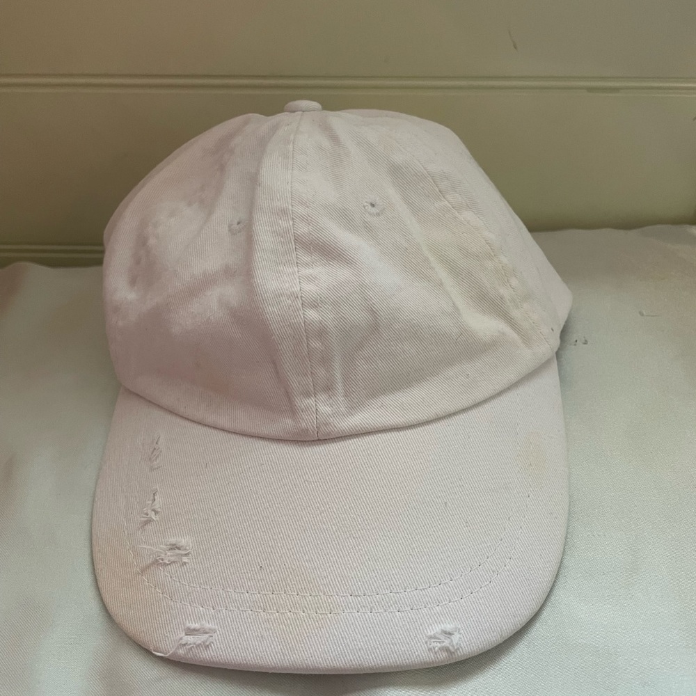 Vintage White Distressed Baseball Hat Cap